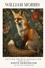 William Morris Red Fox Vintage Cotton Prints Exhibition Botanical Wall Poster