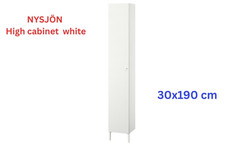 Ikea NYSJÖN High Display Cabinet Cupboard Storage Sideboard White 30x190 cm