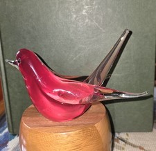 Hand Blown Red Art Glass Bird