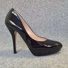 LK Bennett Court Shoes Black 41 UK 8 Patent Leather 5" Stiletto Heel Paltform