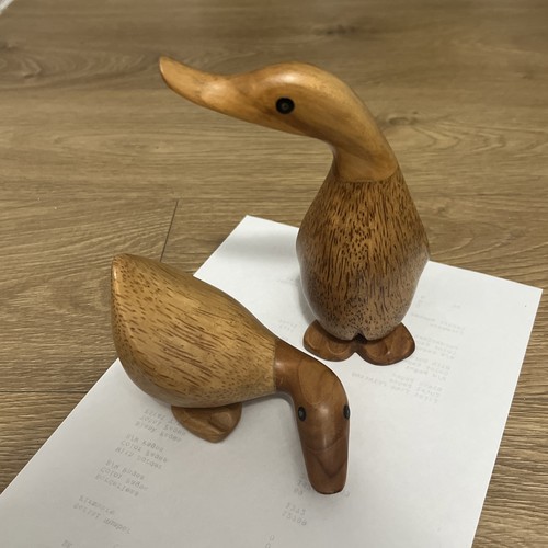 Pair hand carved wooden - 2,