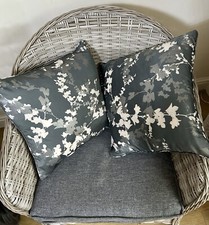 BEAUTIFUL LAURA ASHLEY SILK MIX HAWTHORN CHARCOAL CUSHIONS