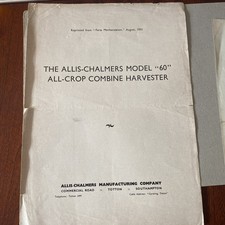 Vintage Allis-Chalmers Model 60 All Crop Combine Harvester Leaflets August 1951