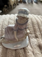 Nao By Lladro  ‘Girl Playing With Paper Boat.  VGC. No Box. No Damage.
