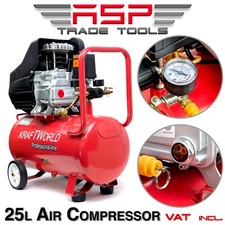 KraftWorld Wheeled Air Compressor 25L 220-240v 2.5HP 8Bar PRO Portable NEW