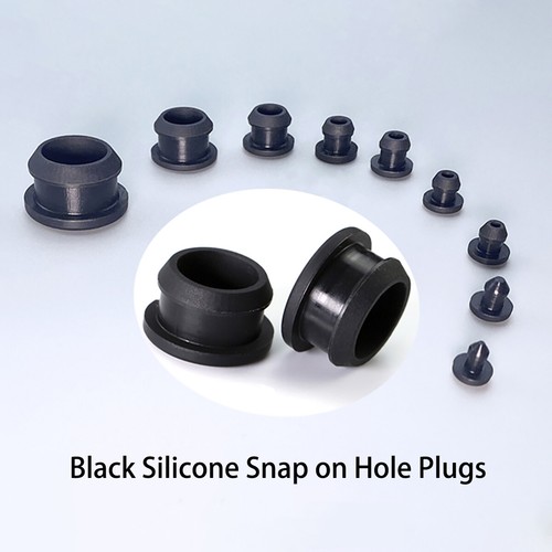 Black snap hole plug - black, snap-on