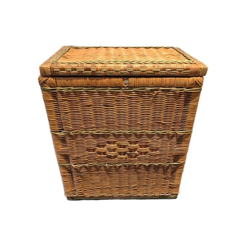 Vintage woven wicker storage - woven,