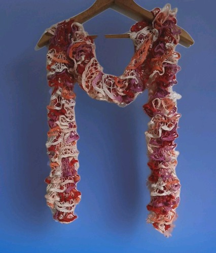 Handmade ruffle knit scarf - ruffle,