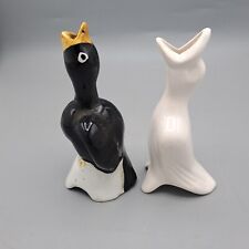 Vintage Ceramic Bird Figures Midwinter Blackbird Pie Funnel White Bird 10 cm 4"