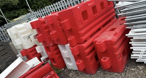 Red white plastic road - red, &