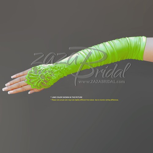 Gathered satin fingerless - gathered,