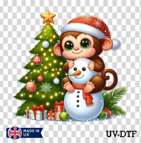 Christmas monkey dtf - christmas, uv