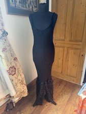 Zara Black Rare Maxi Dress Size Medium Feather Bottom Stunning Body Con
