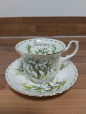 Royal Albert From Flower Of The Month Series Snowdrops January Tea Cup & Saucer