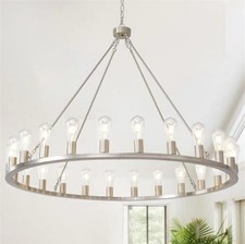 HHR Wagon Wheel Chandelier 24-Light, 48-Inch Extra Large Nickel Outdoor Chandeli
