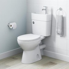 2-in-1 Close Coupled Toilet With Sink On Top Cloakroom Combo Space Saving Unit