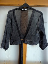 New Look Size 16 Black And Silver Glitter Shrug Bolero Cardigan