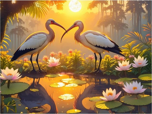 Tile mural great ibises - tile,