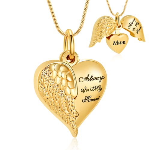 Angel wing heart - heart, necklace