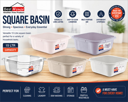 15l square plastic basin - |,