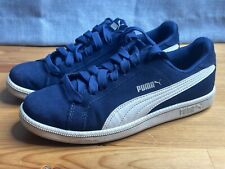PUMA Smash V2 Trainers Size Uk 4 EU 37 Navy Blue Suede Vgc.