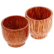 2 Pcs Wooden Drinking Cup Wood