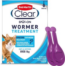 Bob Martin Clear Spot On Wormer for Cats & Kittens - 100% Effective 2 Pack 