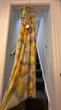 Zara Yellow/ Multi Halter Long Dress Size Medium New Witg Tags