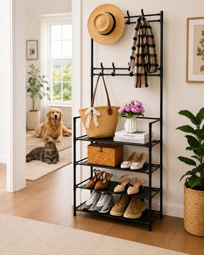 Hat and coat - hall, tree