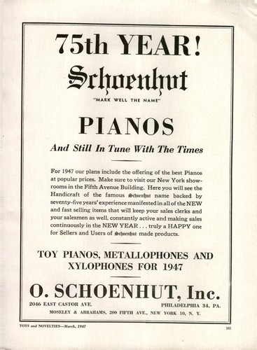 1947 paper schoenhut toy - schoenhut,