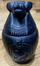 Antique Egyptian Canopic Jar, Son Of Horus Hapi, Black Basalt