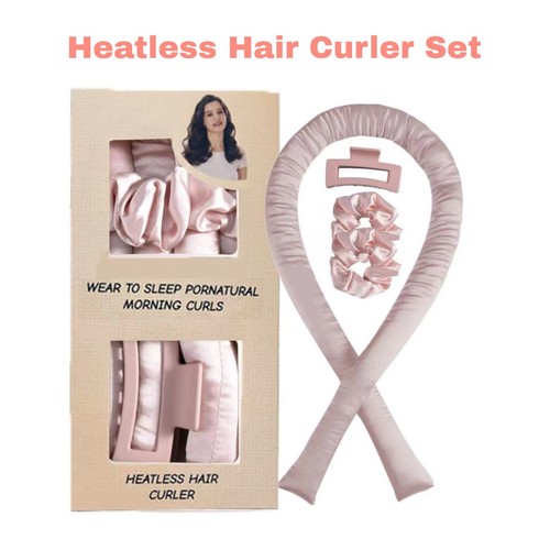 Pink heatless curling - pink, ribbon
