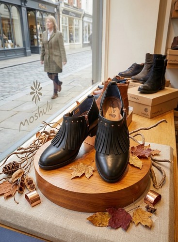 Moshulu black leather - leather, ankle