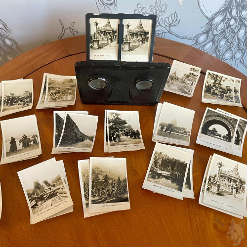 Antique stereoscope viewer - stereoscope,