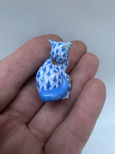 Herend blue fishnet cat - herend,