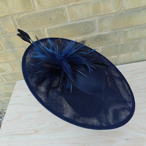 Navy blue feather wide - navy, brim