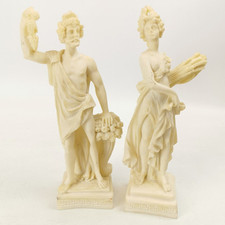 Vintage Soldatos Alabaster Figurines Bacchus & Demeter Handmade Italy 8.5"