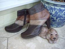 HISPANITAS TRI COLOUR BROWN LEATHER ANKLE BOOTS ~ 7 UK 41 EU