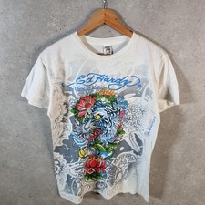 Vintage Don Ed Hardy Sport Skull Bones Heart T Shirt Men’s Medium White Tiger