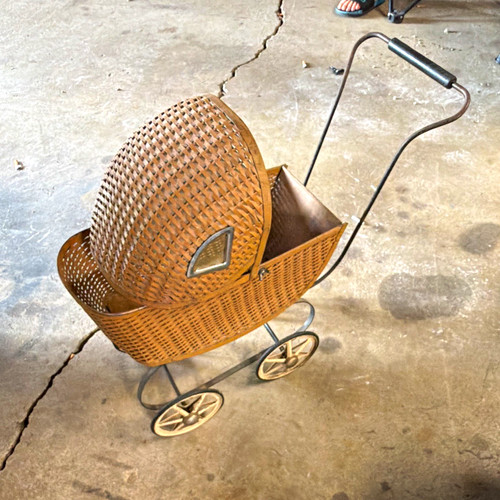 Vintage brown wicker doll - brown,