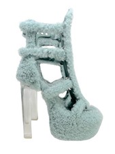 RICK OWENS Turquoise Shearling Gladiator Heels, AW22, 38 EU