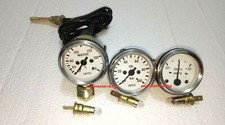 Smiths Kit Temp Oil Pressure Amp Gauge Replica White Chrome Bezel
