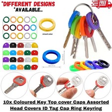 10x Coloured Key Top cover Caps Assorted Head Covers ID Tag Cap Ring Keyring