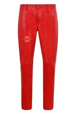 Ladies Leather Pant Red Jeans