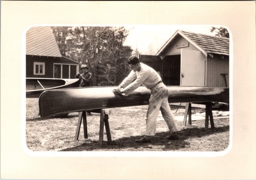 Postcard man sanding - postcard,