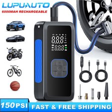 Set Car Tyre Inflator Cordless Digital USB Rechargeable Tire Air Compressor Pump