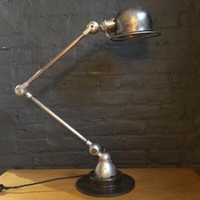 VINTAGE INDUSTRIAL STRIPPED AND POLISHED JIELDE FLOOR DESK STANDARD LAMP #2570