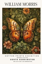 William Morris Vintage Butterfly Floral Cotton Prints Exhibition Wall Art Poster