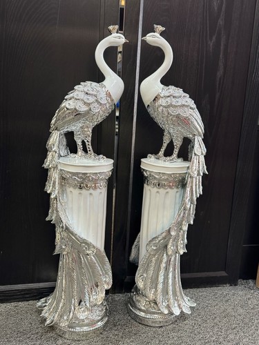 Italian silver white peacocks - silver/white,