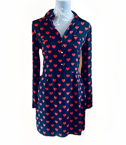 Oasis navy red - heart, print